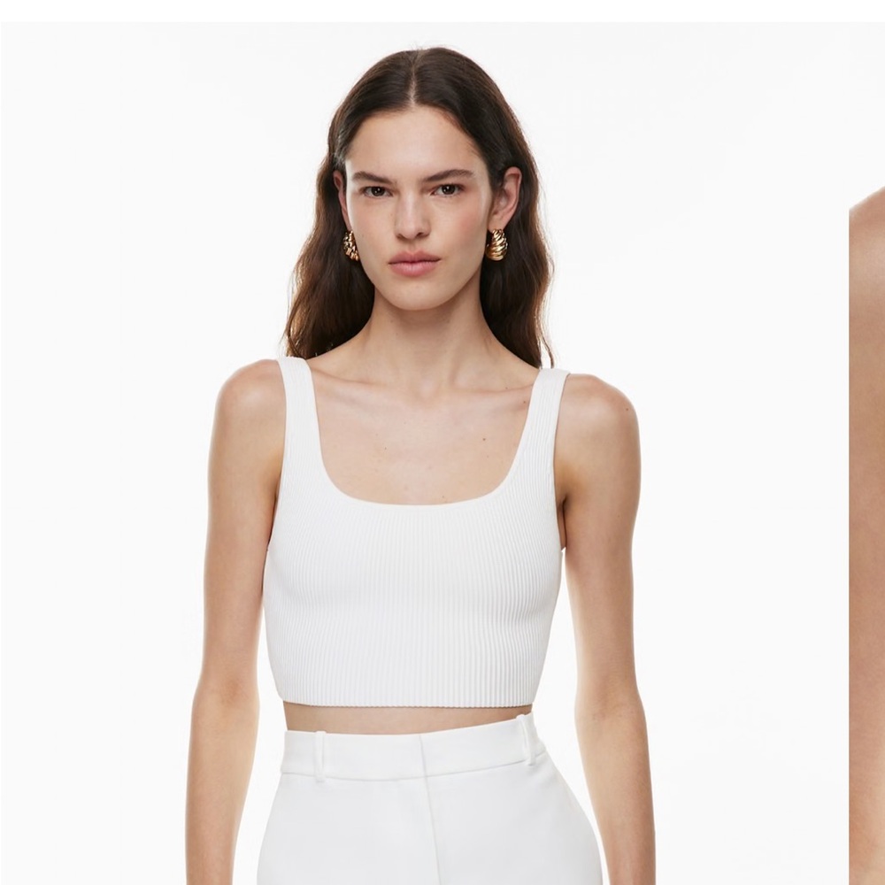 Babaton White Ribbed Crop Top